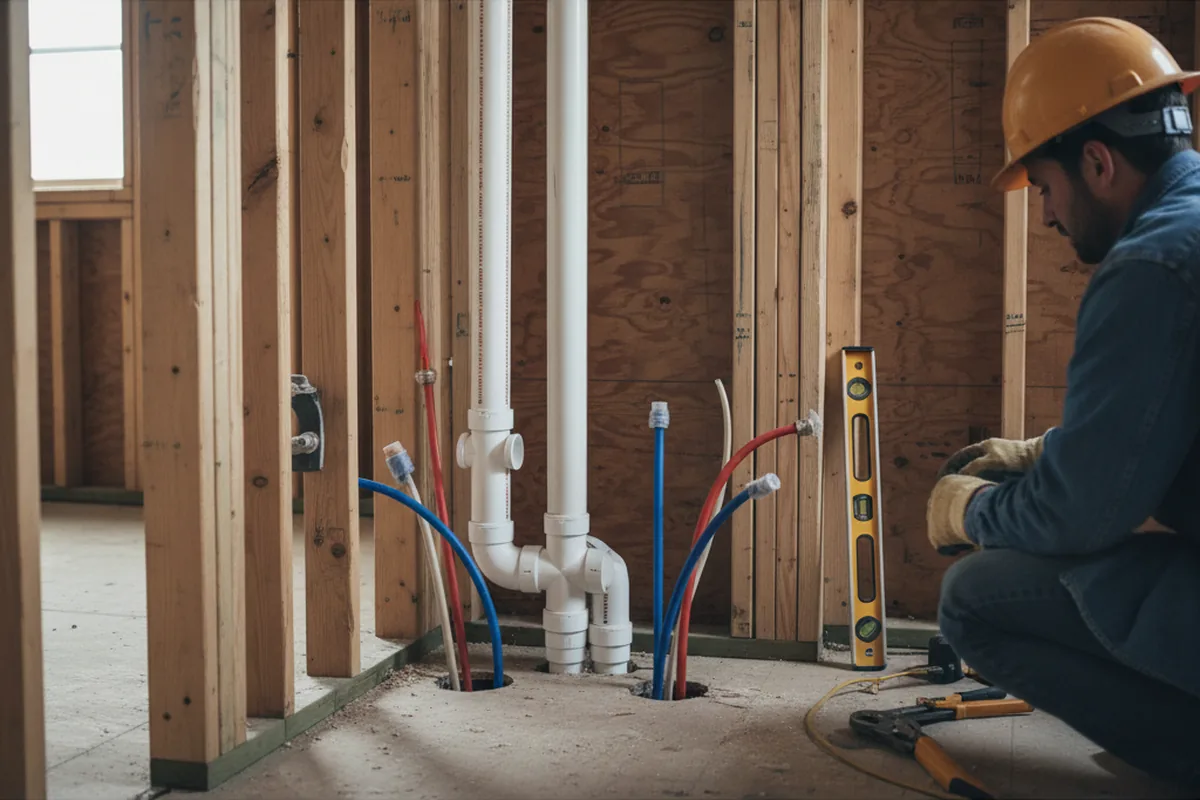 Drain and supply rough-in during Leak Detection in Bolckow