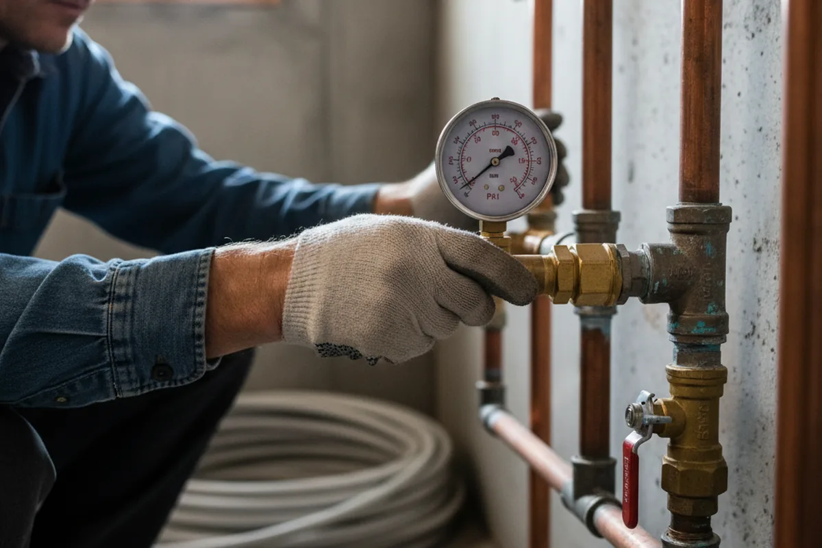 Pressure testing a repaired line during Water Line Repair in Bolckow